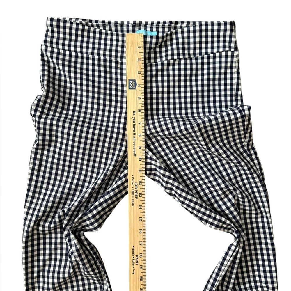J. McLaughlin Hyana Pants Navy Ivory Gingham Straight Leg Stretch size 12 - Picture 5 of 9